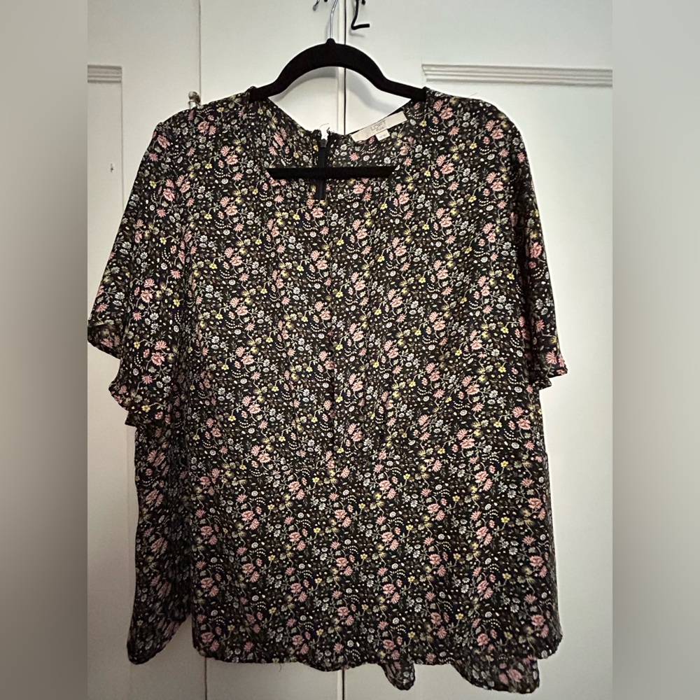 Black Floral LOFT blouse 20